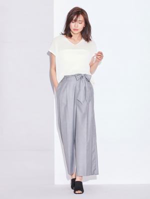 マタニティ トップス|スパークナイロンVネックニット マタニティ・授乳服【出産後も長く使える】|オフ