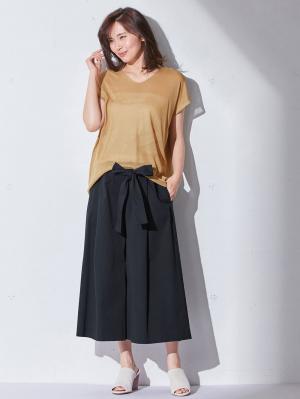 マタニティ トップス|スパークナイロンVネックニット マタニティ・授乳服【出産後も長く使える】|ベージュ