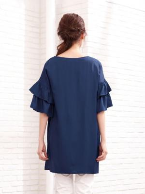 マタニティ トップス|ティアードスリーブチュニックブラウス　マタニティ・授乳服【出産後も長く使える】