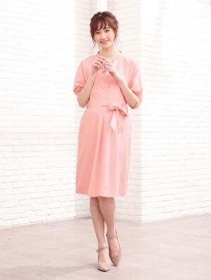 マタニティ ワンピース|【マタニティ・授乳服】イージーケア ラグランスキッパーワンピース【出産後も長く使える】|ピンク