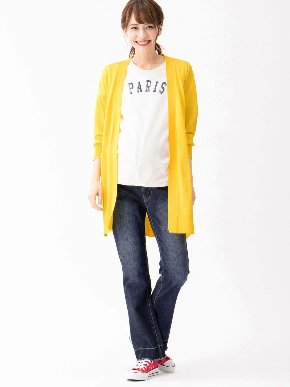 マタニティ トップス|【UVカット】【接触冷感】ハンドウォッシャブルニットトッパーカーデ　マタニティ・授乳服【出産後も長く使える】|イエロー