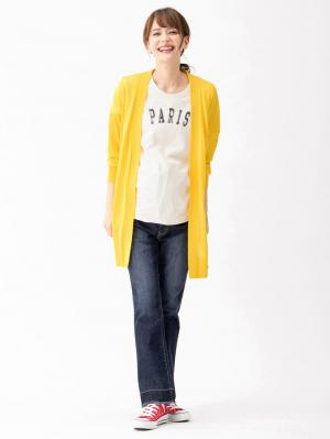 マタニティ トップス|【UVカット】【接触冷感】ハンドウォッシャブルニットトッパーカーデ　マタニティ・授乳服【出産後も長く使える】|イエロー