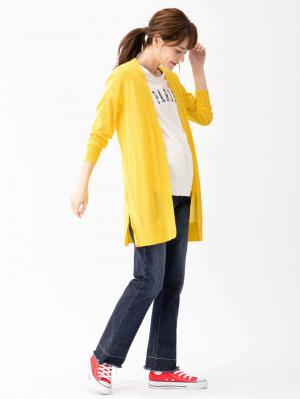 マタニティ トップス|【UVカット】【接触冷感】ハンドウォッシャブルニットトッパーカーデ　マタニティ・授乳服【出産後も長く使える】|イエロー
