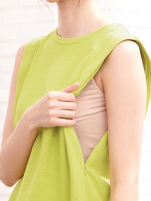 マタニティ トップス|タックノースリーブプルオーバー　マタニティ・授乳服【出産後も長く使える】