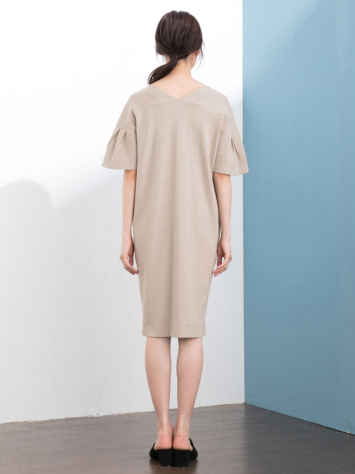 マタニティ ワンピース|フレアースリーブVネックワンピース　マタニティ・授乳服