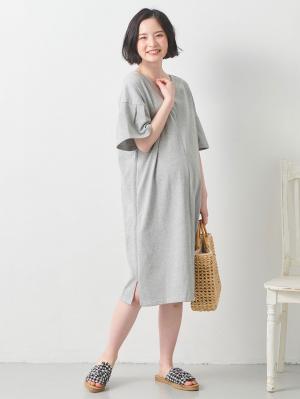 マタニティ ワンピース|フレアースリーブVネックワンピース　マタニティ・授乳服