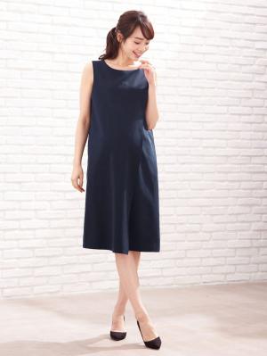 マタニティ ワンピース|フロントラップワンピース　マタニティ・授乳服【出産後も長く使える】|ネイビー