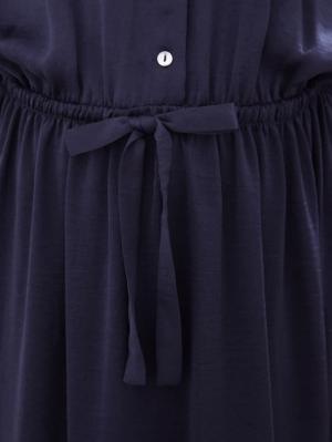 マタニティ ワンピース|ビンテージサテンギャザーロングワンピース　マタニティ・授乳服【出産後も長く使える】