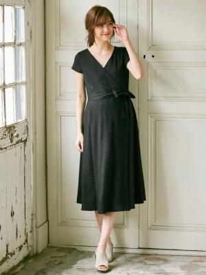 マタニティ ワンピース|カシュクールワンピース　マタニティ・授乳服【出産後も長く使える】|ブラック