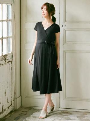 マタニティ ワンピース|カシュクールワンピース　マタニティ・授乳服【出産後も長く使える】|ブラック