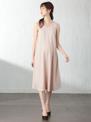 マタニティ ワンピース|バックタックプリーツワンピース　マタニティ・授乳服【出産後も長く使える】|ペールピンク