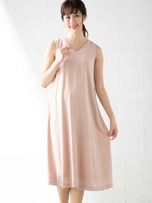 マタニティ ワンピース|バックタックプリーツワンピース　マタニティ・授乳服【出産後も長く使える】|ペールピンク