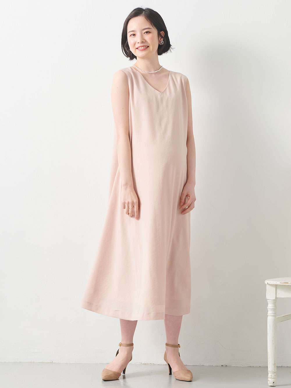 マタニティ ワンピース|バックタックプリーツワンピース　マタニティ・授乳服【出産後も長く使える】