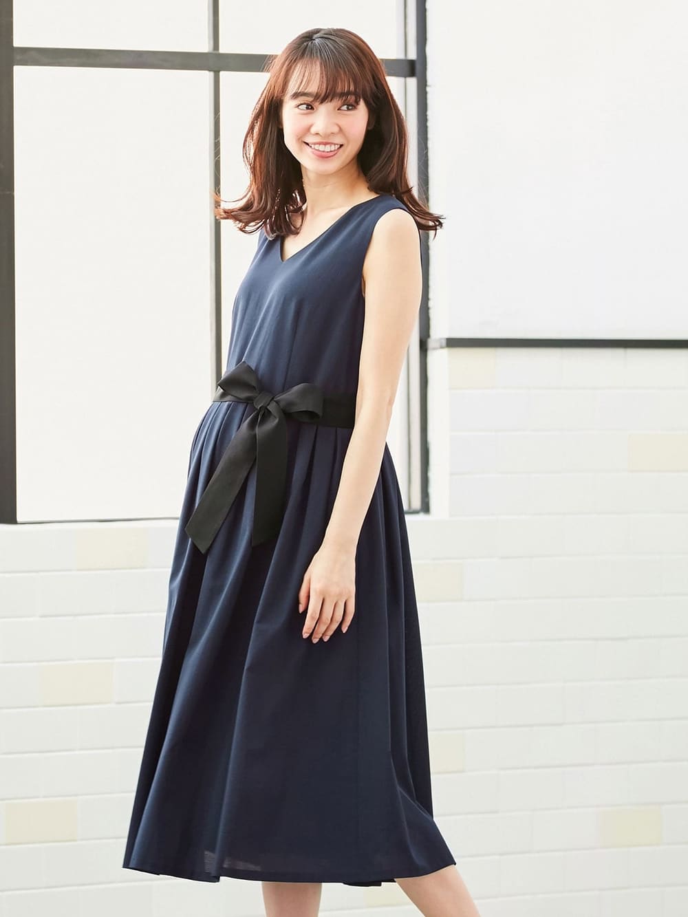 マタニティ ワンピース リボン付タックスカートワンピース マタニティ 授乳服 マタニティウェア 授乳服通販 エンジェリーベ 公式