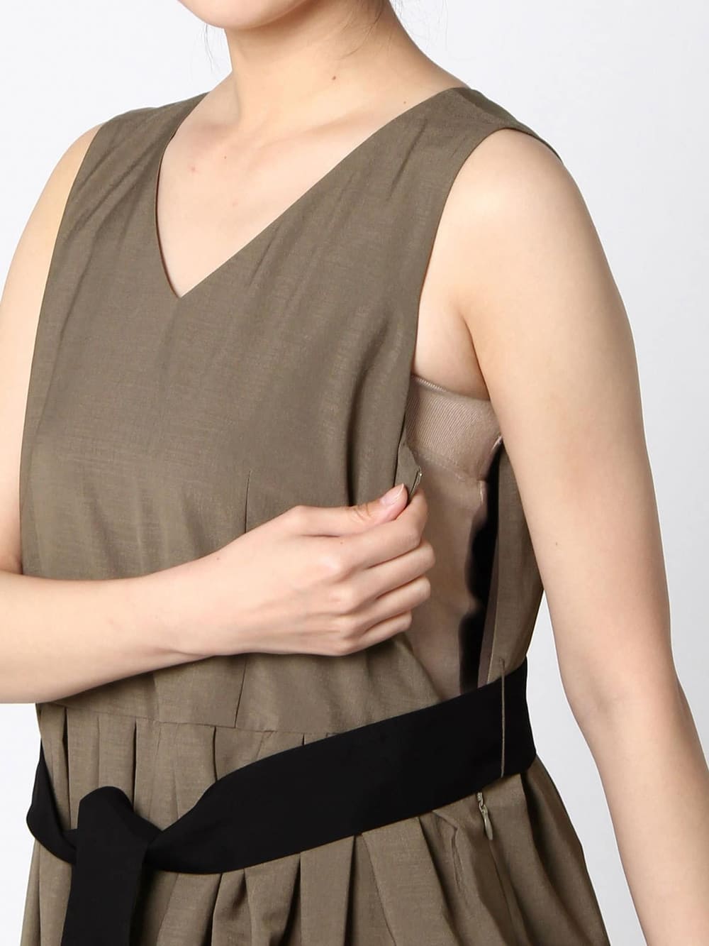 マタニティ ワンピース|リボン付タックスカートワンピース　マタニティ・授乳服【出産後も長く使える】