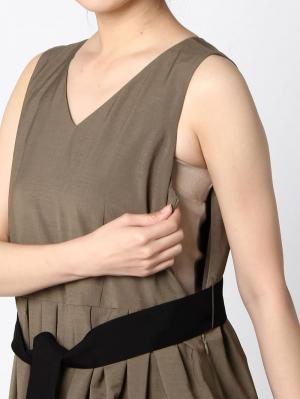 マタニティ ワンピース|リボン付タックスカートワンピース　マタニティ・授乳服【出産後も長く使える】