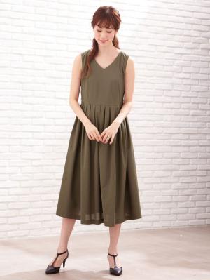 マタニティ ワンピース|リボン付タックスカートワンピース　マタニティ・授乳服【出産後も長く使える】