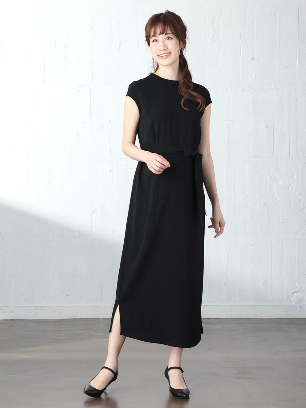 マタニティ ワンピース 授乳口付 ハイネックリボン付ノースリーブロングワンピース マタニティウェア 授乳服通販 エンジェリーベ 公式