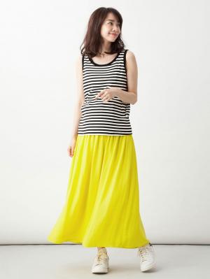 マタニティ トップス|綿混やわらかフライスタンクトップ　マタニティ・授乳服【出産後も長く使える】|ブラック×オフボーダー