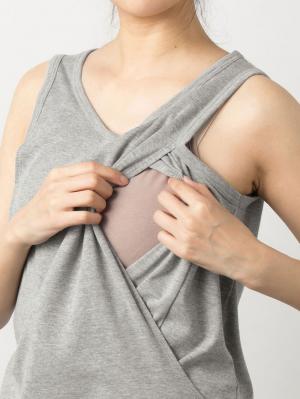 マタニティ トップス|綿混やわらかフライスタンクトップ マタニティ・授乳服【出産後も長く使える】