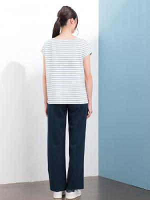 マタニティ トップス|先染めボーダーキャップスリーブTシャツ　マタニティ・授乳服【出産後も長く使える】