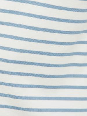 マタニティ トップス|先染めボーダーキャップスリーブTシャツ　マタニティ・授乳服【出産後も長く使える】