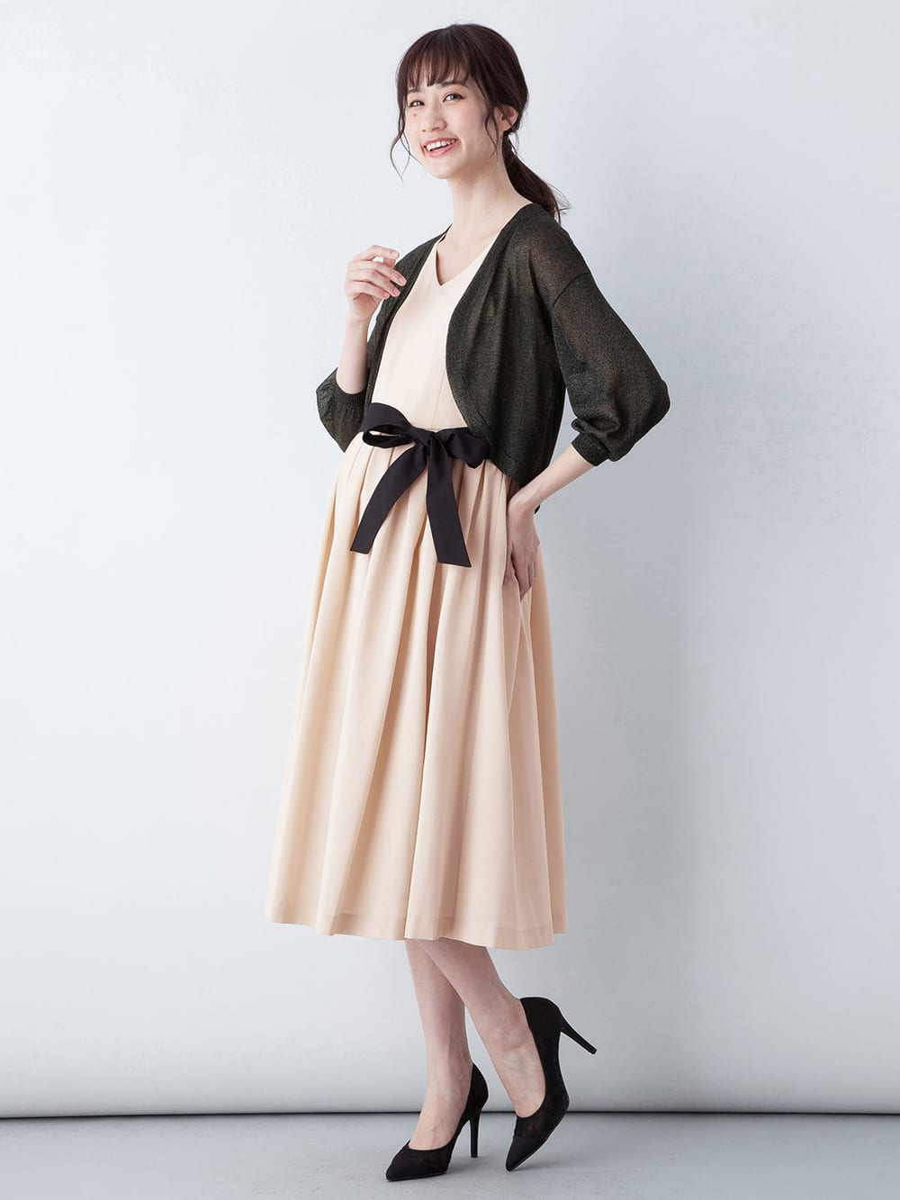 マタニティ トップス|ニットボレロカーデ　マタニティ・授乳服【出産後も長く使える】|ブラック