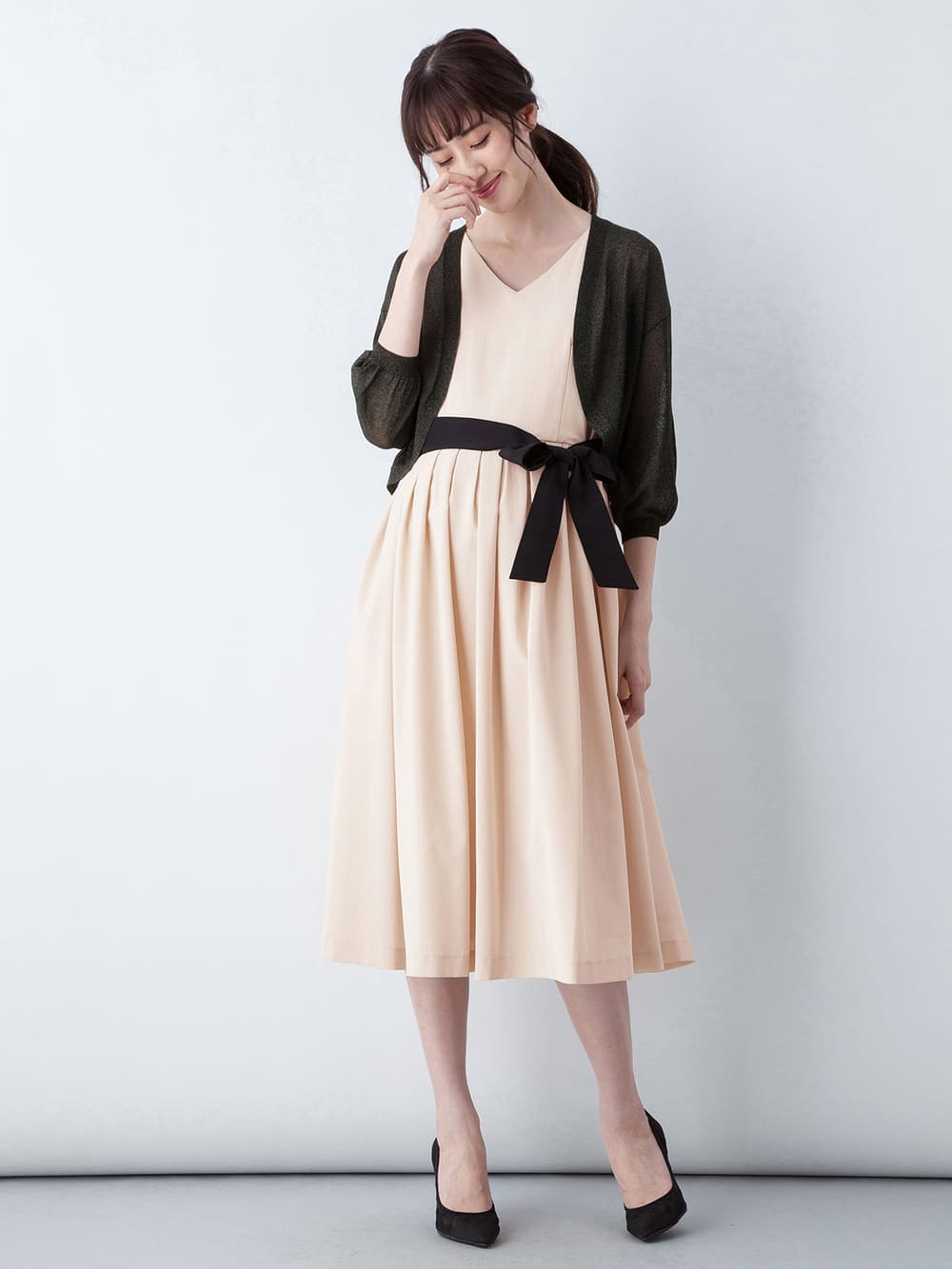 マタニティ トップス|ニットボレロカーデ　マタニティ・授乳服【出産後も長く使える】|ブラック