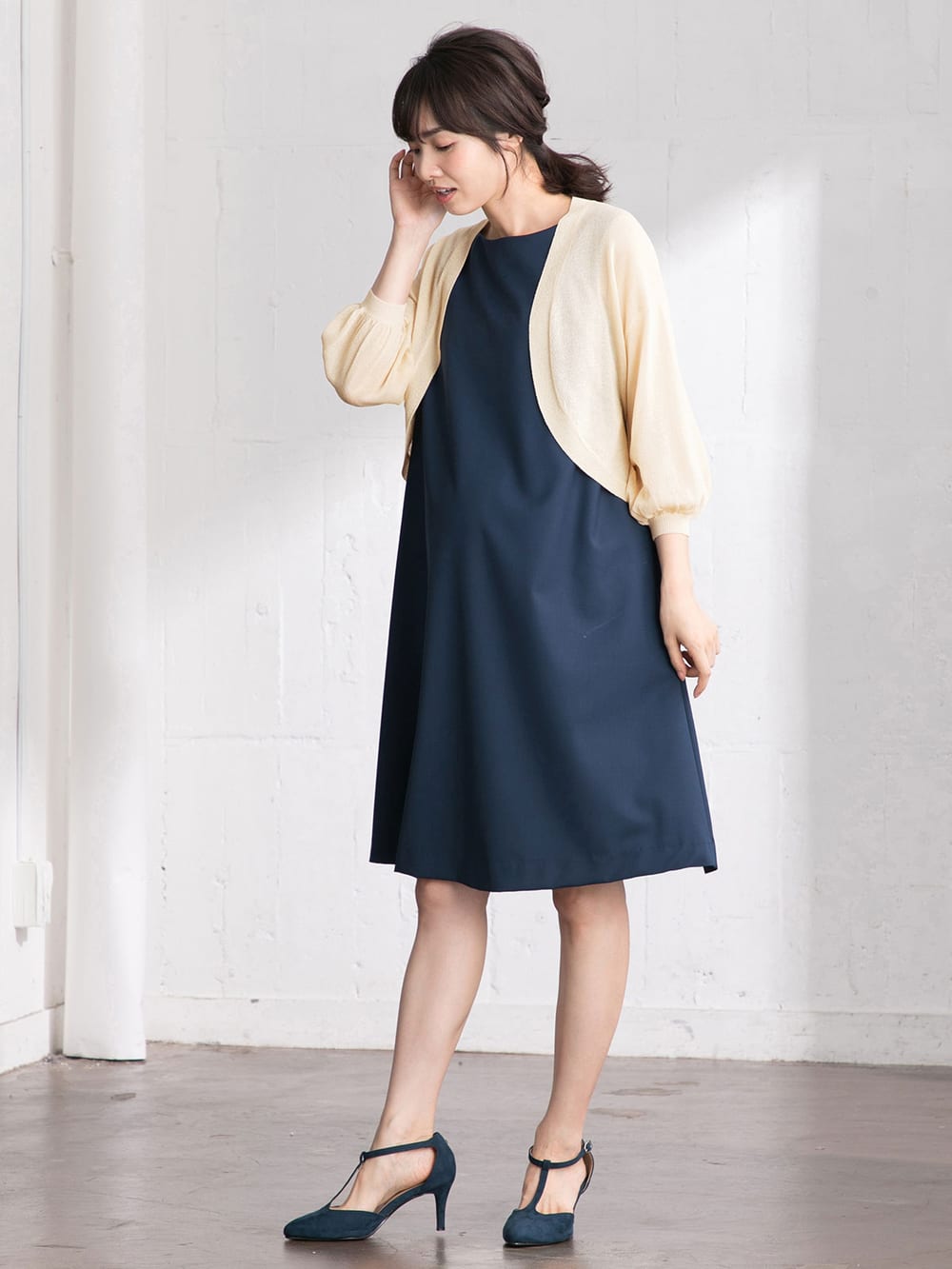 マタニティ トップス|ニットボレロカーデ　マタニティ・授乳服【出産後も長く使える】|アイボリー