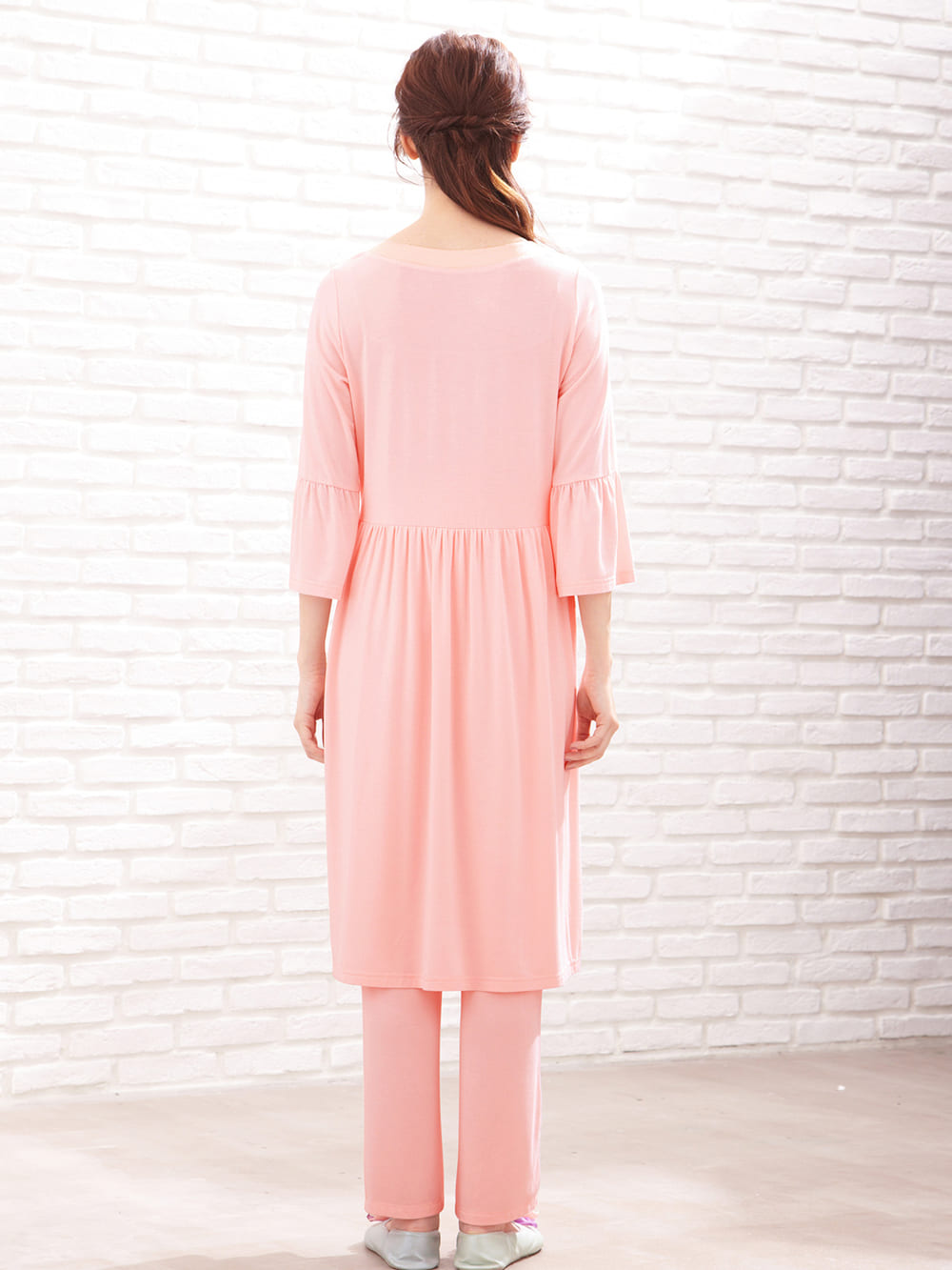 マタニティ パジャマ・ルームウェア|【授乳しやすい】【産前産後パンツ付】モダール袖フレアパジャマ