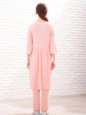 マタニティ パジャマ・ルームウェア|【授乳しやすい】【産前産後パンツ付】モダール袖フレアパジャマ