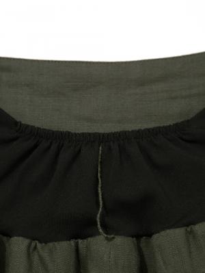 マタニティ パンツ|【産前産後対応】リネンワイドリボン付パンツ【出産後も長く使える】