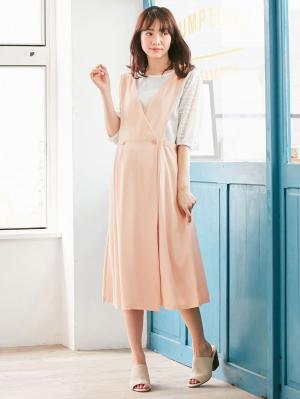 株主優待カテゴリー|ジャンパースカート　マタニティ・授乳服|ピンクベージュ