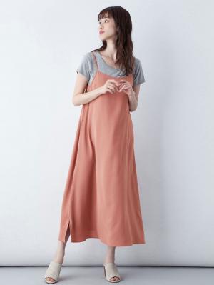 マタニティ ワンピース|エステルストレッチキャミソールフレアワンピース　マタニティ・授乳服|ピンク