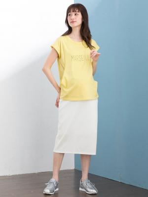 マタニティ スカート|【産前産後対応】【セットアップ可】テレコタイトスカート【出産後も長く使える】|オフ