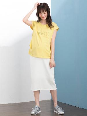 マタニティ スカート|【産前産後対応】【セットアップ可】テレコタイトスカート【出産後も長く使える】|オフ