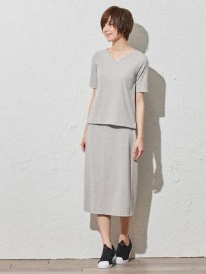 マタニティ スカート|【産前産後対応】【セットアップ可】テレコタイトスカート【出産後も長く使える】|杢グレー