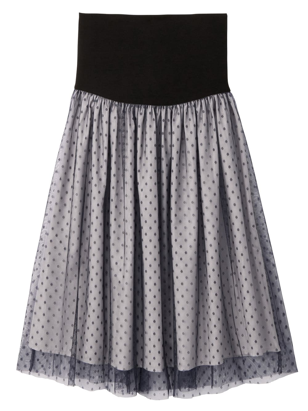 マタニティ スカート|【産前産後対応】ドットチュールスカート【出産後も長く使える】|ネイビードット×ペールグレー