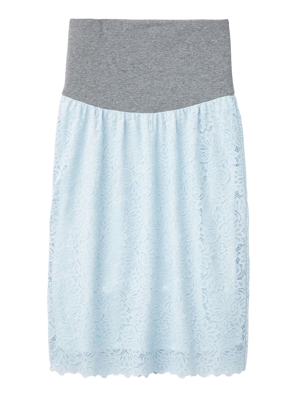 マタニティ スカート|【産前産後対応】【セットアップ可】総レースタイトスカート【出産後も長く使える】|サックス