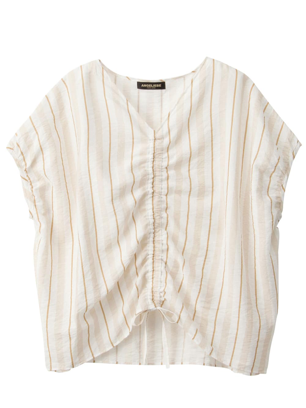 マタニティ トップス|マルチストライプドロストドルマンシャツ【出産後も長く使える】|ベージュ