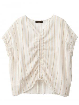 マタニティ トップス|マルチストライプドロストドルマンシャツ【出産後も長く使える】|ベージュ