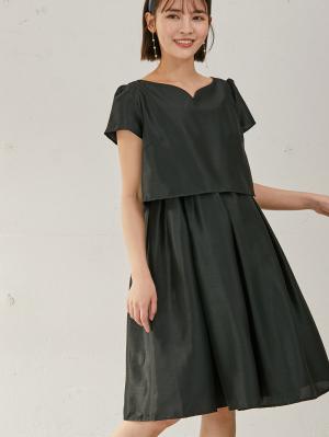 マタニティ ワンピース|【MAX55%OFF ブラックフライデーセール対象】【マタニティ・授乳服】LOVE MIC（ラブミック）シャンタンハートネックフレアワンピース|ブラック