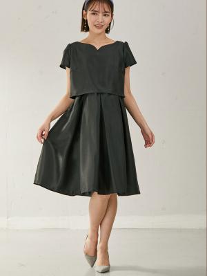 マタニティ ワンピース|【MAX55%OFF ブラックフライデーセール対象】【マタニティ・授乳服】LOVE MIC（ラブミック）シャンタンハートネックフレアワンピース|ブラック