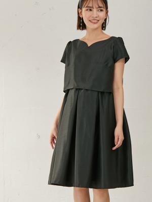 マタニティ ワンピース|【MAX55%OFF ブラックフライデーセール対象】【マタニティ・授乳服】LOVE MIC（ラブミック）シャンタンハートネックフレアワンピース|ブラック