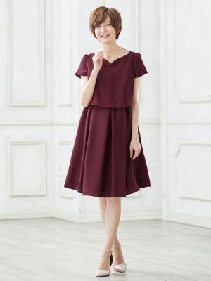 マタニティ ワンピース|【MAX55%OFF ブラックフライデーセール対象】【マタニティ・授乳服】LOVE MIC（ラブミック）シャンタンハートネックフレアワンピース|ワイン