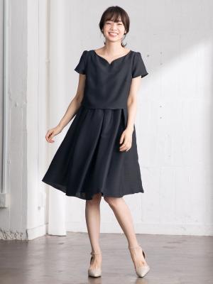 マタニティ ワンピース|【MAX55%OFF ブラックフライデーセール対象】【マタニティ・授乳服】LOVE MIC（ラブミック）シャンタンハートネックフレアワンピース|ネイビー