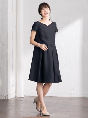 マタニティ ワンピース|【MAX55%OFF ブラックフライデーセール対象】【マタニティ・授乳服】LOVE MIC（ラブミック）シャンタンハートネックフレアワンピース|ネイビー