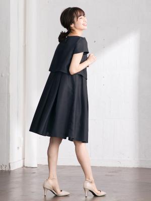 マタニティ ワンピース|【MAX55%OFF ブラックフライデーセール対象】【マタニティ・授乳服】LOVE MIC（ラブミック）シャンタンハートネックフレアワンピース|ネイビー