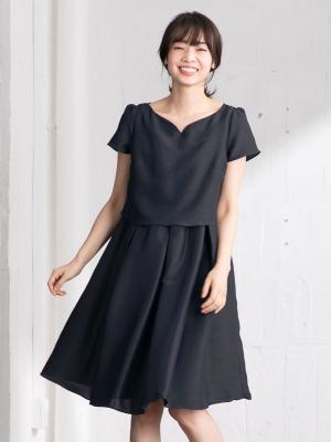 【マタニティ・授乳服】LOVE MIC（ラブミック）シャンタンハートネックフレアワンピース22748