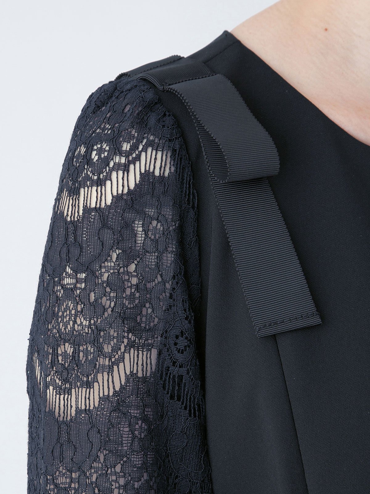 マタニティ ワンピース|LOVE MIC(ラブミック)ストレッチジョーゼット袖レースフレアワンピース マタニティ・授乳服【出産後も長く使える】